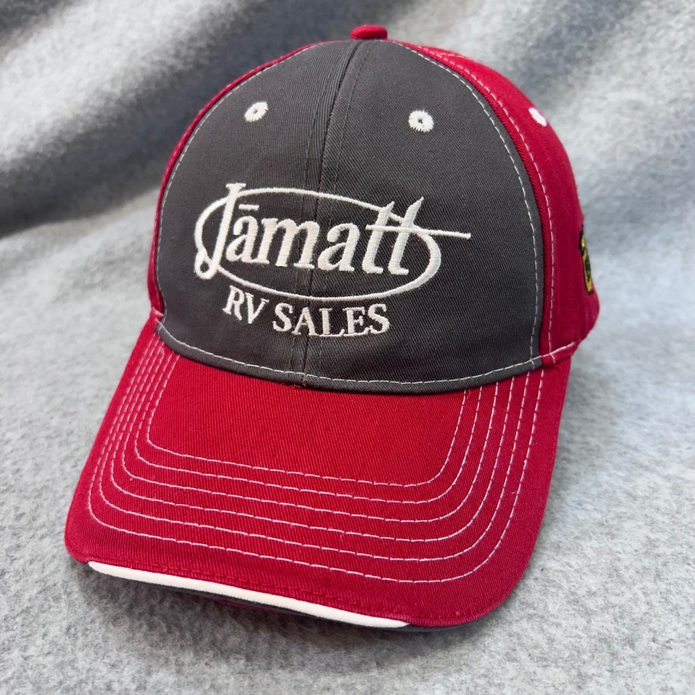 Jamatt RV Sales Mens Red Kati Baseball Hat Route 66 Patch Adjustable OSFA